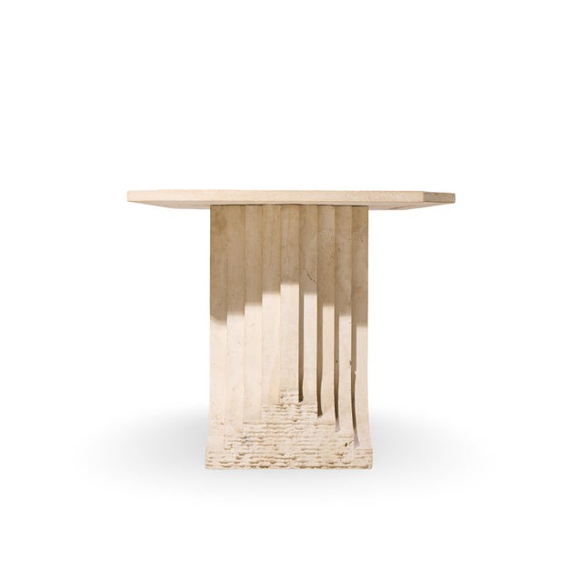 Carlo Scarpa Carlo Scarpa Style Mid Century Italian Travertine Table For Sale - Image 4 of 7