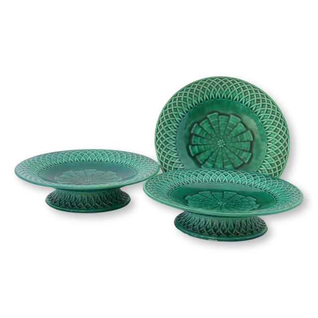 Traditional 1860s Christopher Dresser Mintons Majolica Dessert Set For Sale - Image 3 of 6