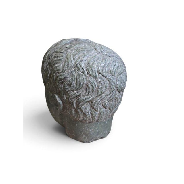 Stone Antique Classical Italian Carved Marble Head, 1950 For Sale - Image 7 of 11