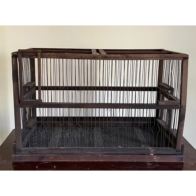 Large Antique Early 20th Century French Wood and Wire Turreted Bird Cage For Sale - Image 16 of 18