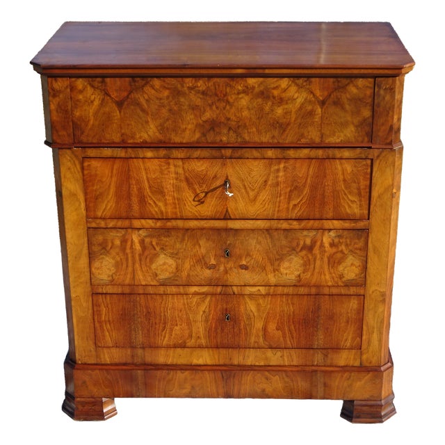Louis Philippe Burr Walnut Washstand with Railway-Style Mechanism For Sale