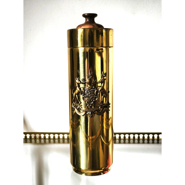 Mid-Century Italian Brass Cocktail Shaker with Coat of Arms, 1960s For Sale - Image 9 of 9