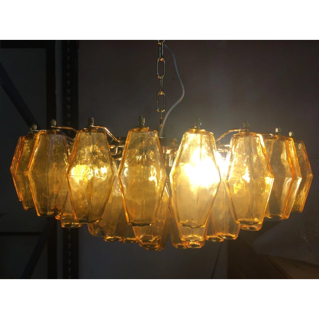 Early 21st Century Poliedro Murano Glass Green Chandelier with Gold Metal from Simoeng For Sale - Image 5 of 11
