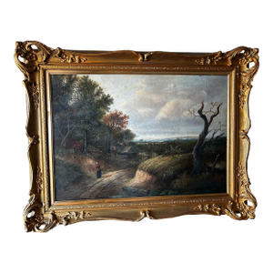 Late 19th Century Joseph Thors Antique Original Oil Painting, English Landscape Woodland Path