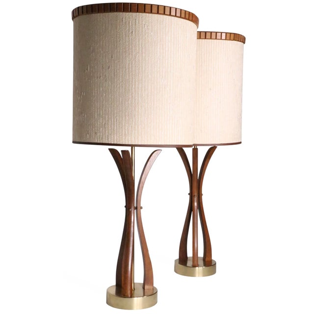 Pr. Sculptural Mid Century Table Lamps With Original Shades C 1950/60's For Sale In New York - Image 6 of 14