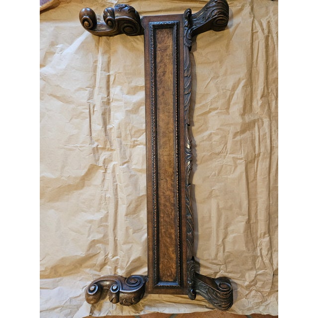 George II Style Hand Carved Twin Walnut Bed With Cane Inset Headboard, Hand Carved Walnut Footboard Circa 1860 For Sale - Image 4 of 4