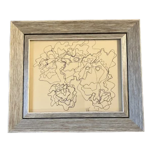1980’s Original Wayne Cunningham Abstract Ink Drawing Tabletop Frame
