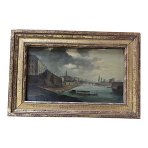 Antique 18th Century Painting With Gold Leaf Frame
