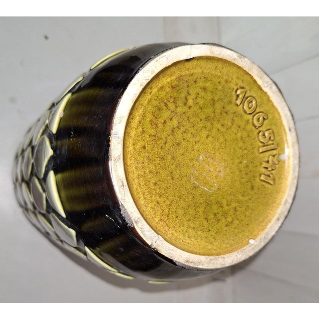 Vintage Ceramic Vase with Relief Decoration in Honeycomb Pattern by Übelacker-Keramik, 1970s For Sale - Image 4 of 5