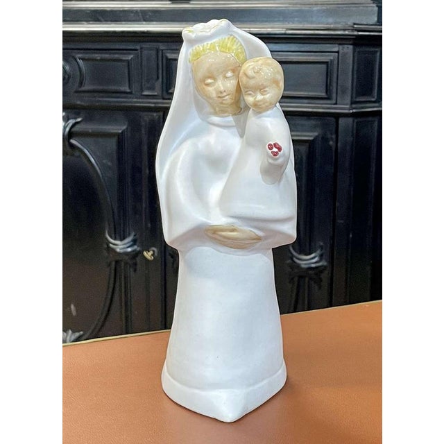 Earthenware Virgin and Child by Bel Delecourt for Quimper For Sale - Image 15 of 16