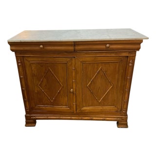 Antique 19th Century Faux Bamboo Buffet/Sideboard With Carrara Marble Top For Sale