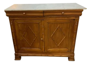 Antique 19th Century Faux Bamboo Buffet/Sideboard With Carrara Marble Top