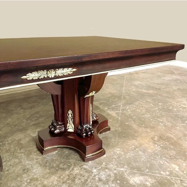 Antique French Empire Mahogany Double Pedestal Dining ~ Conference Table For Sale - Image 10 of 17