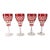 1950s Set of Four Unmarked Pink Cut to Clear Stemware Glasses For Sale