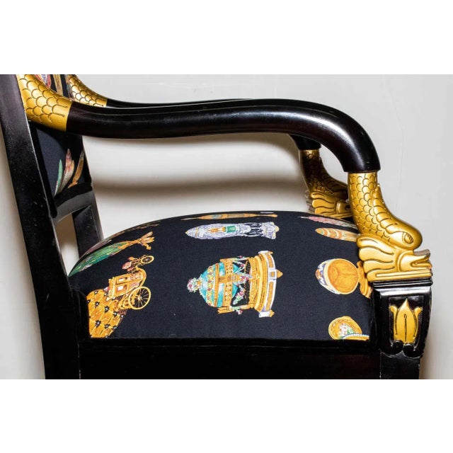 Black Mid Century Modern Black Armchair With Swan Decoration For Sale - Image 8 of 9