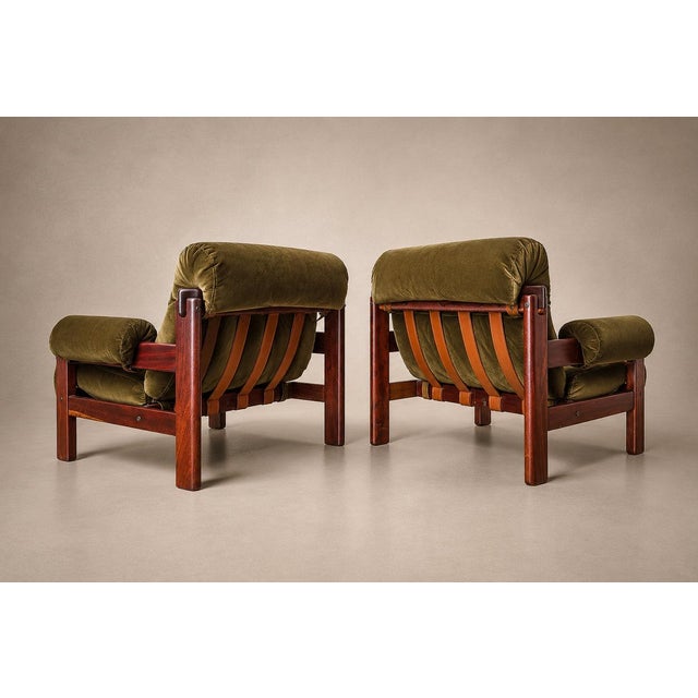 Pair of “Copa” Armchairs in Jatobá and Olive-Green Mohair by Jean Gillon for Italma, Brazil, 1960s For Sale - Image 17 of 18