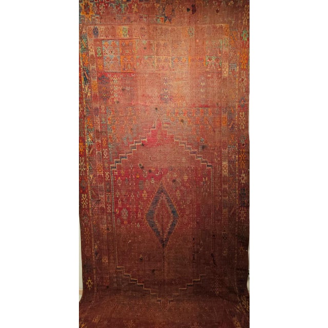 Vintage Moroccan Rug, Hand-Knotted Wool, Geometric Pattern, Soft Red & Yellow, 6’ X 14’ For Sale - Image 11 of 18