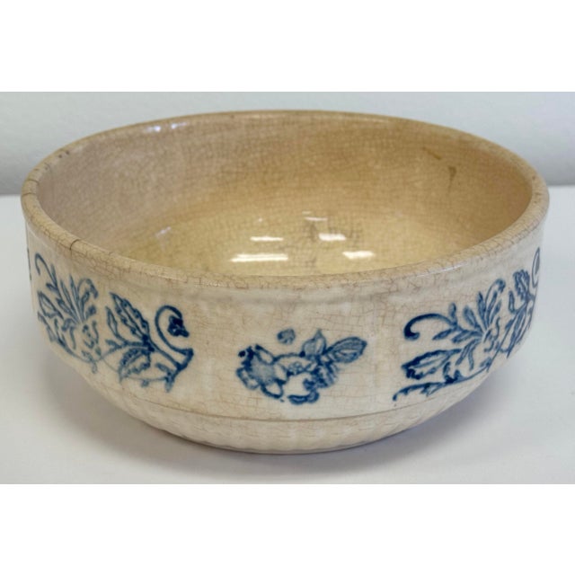 Farmhouse Antique Primitive Stoneware Crock Bowl For Sale - Image 3 of 8