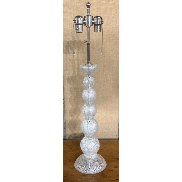 Pair of Barovier & Toso Murano Atmospheric Silver Leaf Glass Lamps, Late 20th C For Sale In Greensboro - Image 6 of 12