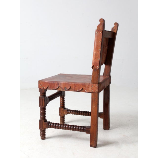 Antique Leather Ranch Chair For Sale - Image 9 of 13