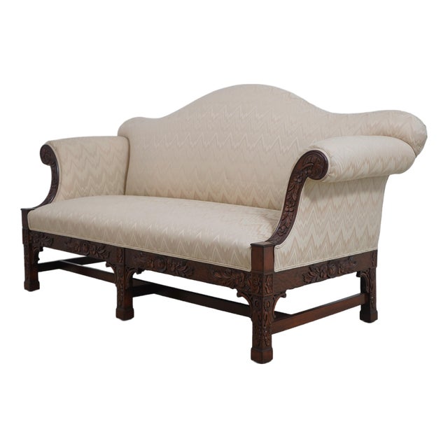 Georgian Nicely Carved Mahogany Upholstered Loveseat For Sale