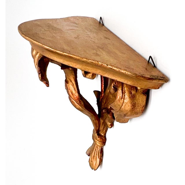 Vintage Italian Florentine Gold Gilt Wood Wall Bracket – Mid-20th Century, Hollywood Regency, Old World Charm For Sale - Image 11 of 13