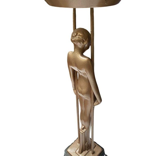 1920s Frankart Copper-Tone Nude “Sarcophagus Girl“ Figural Cocktail Smoker For Sale - Image 11 of 12