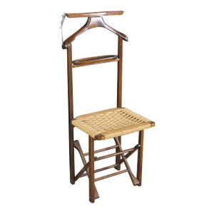 1960s Italian Mid Century Modern Gentleman's Clothing Valet Butler Chair Rush Seat MCM