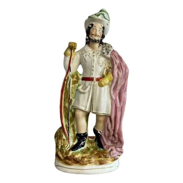 Large Antique Victorian Robin Hood Staffordshire Figure, 1880s For Sale