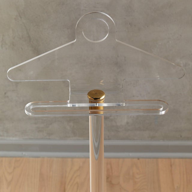Italian Brass + Plexiglass Valet Stand, 1970s For Sale - Image 4 of 7