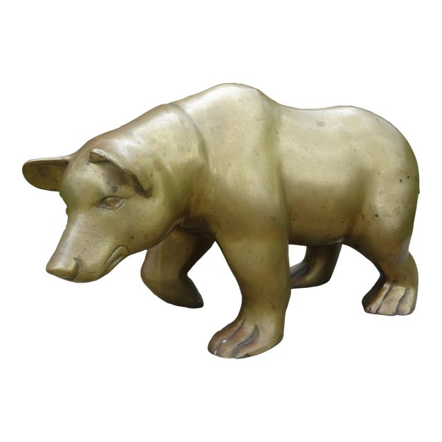 Large Brass Bear Sculpture For Sale