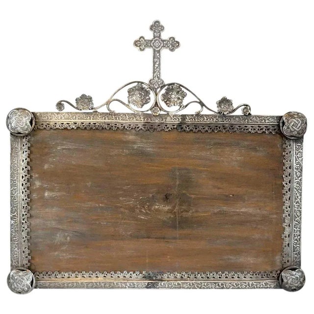Metal Mid 19th Century Large Indo-Portuguese Silver Mounted Frame For Sale - Image 7 of 7