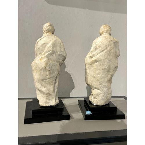White Antique Figurative Sculptures, 1500s, Set of 2 For Sale - Image 8 of 10