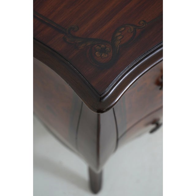 Wood Italian Style Burl Wood Bombe Painted Commode Chest For Sale - Image 7 of 17
