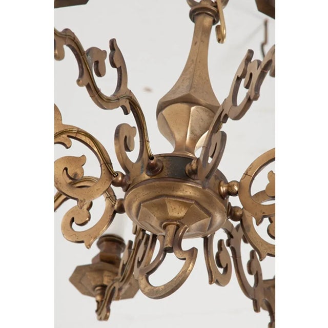 French 19th Century Scrolling Brass Chandelier For Sale In Baton Rouge - Image 6 of 10