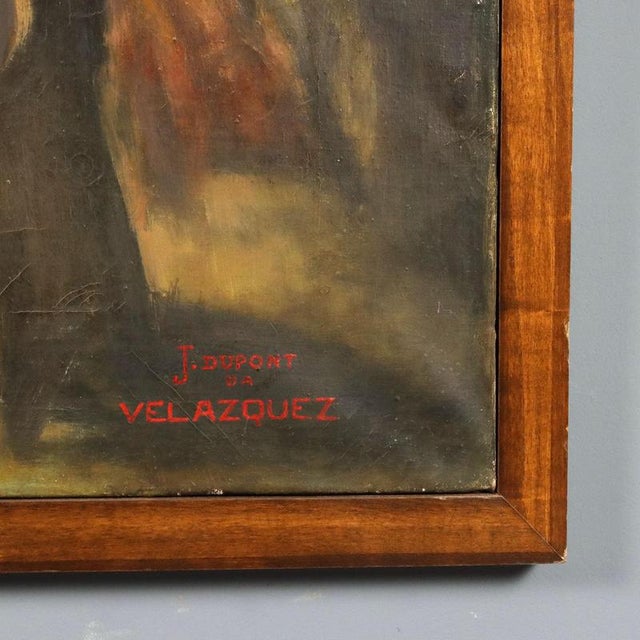 J. Dupont da Velzquez, The Spinners Copy, 20th Century, Oil Painting on Canvas, Framed For Sale - Image 8 of 12