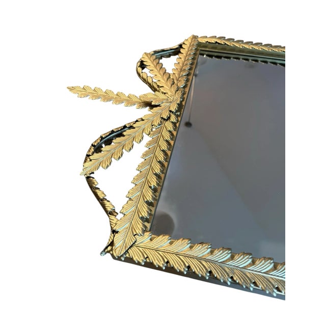 Traditional Gold Leaf Mirror Neoclassical Empire Metal Laurel Leaves For Sale - Image 3 of 11