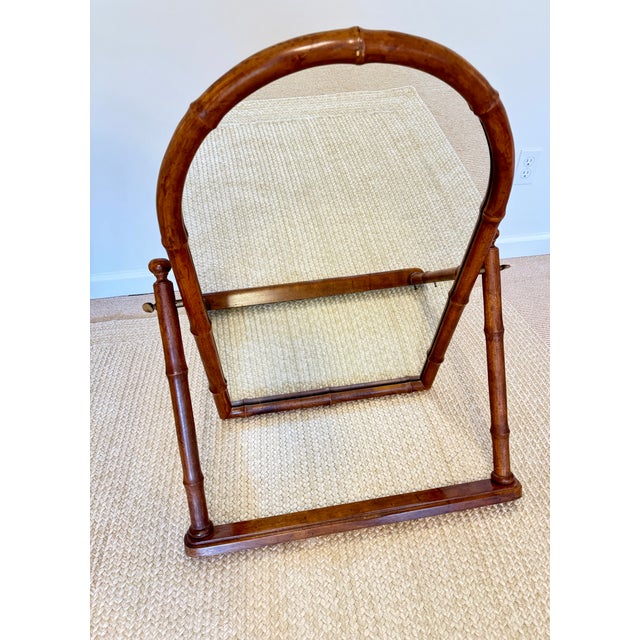Wood American of Martinsville Vintage Coastal Faux Bamboo Rattan Vanity Desk Console With Detachable Mirror For Sale - Image 7 of 17