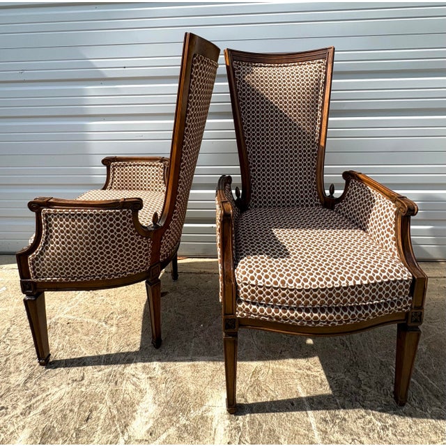 Wood Mid-Century Vintage Stylized French Country Club Chairs/Pair For Sale - Image 7 of 11