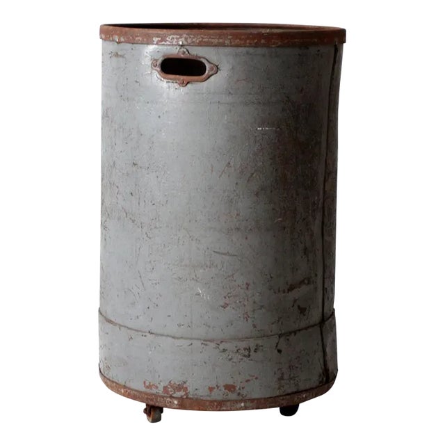 Vintage Industrial Storage Can on Castors For Sale