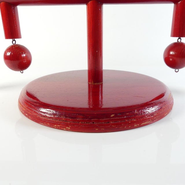 Red Candle Holder in Wood from Aarikka Finland, 1960s For Sale - Image 4 of 8