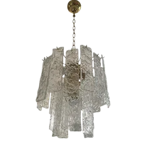 Contemporary Murano Glass "Hammer Listello" Chandelier With Gold Metal Frame
