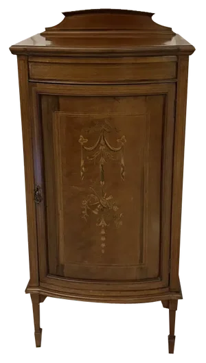 Antique Edwardian Mahogany Inlaid Bow Fronted Side Cabinet, 1900