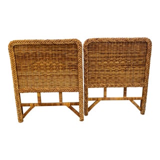 Vintage Boho Chic Wicker Twin Headboards- a Pair For Sale