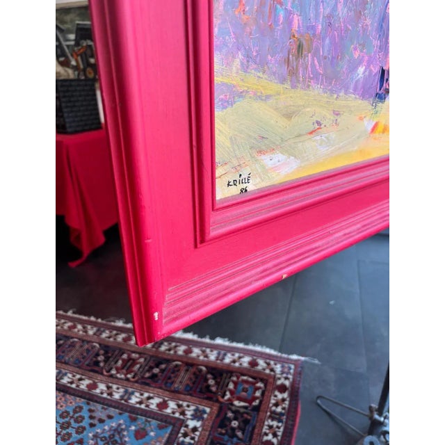 Contemporary Jean Krillé, Landscape No. 88, Oil on Wood, 1986 For Sale - Image 3 of 10