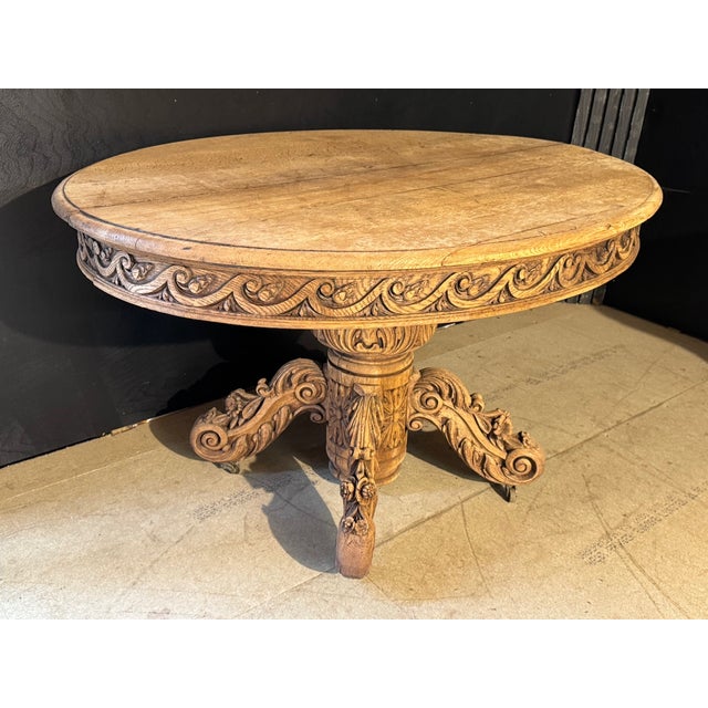 Brown French Carved Oak Hunting Table, 1850 For Sale - Image 8 of 18