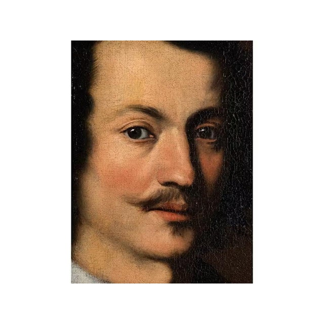 Bernardo Strozzi, Portrait of a Man with White Collar, Oil on Canvas, 17th Century, Framed For Sale - Image 4 of 14