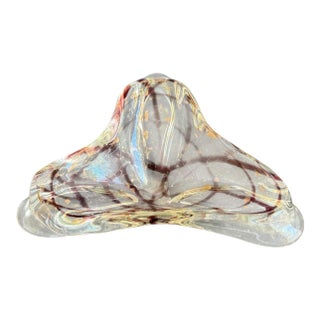 Vintage Art Glass Bowl Ruby Aventurine Metallic Swirl Murano Italy Style For Sale
