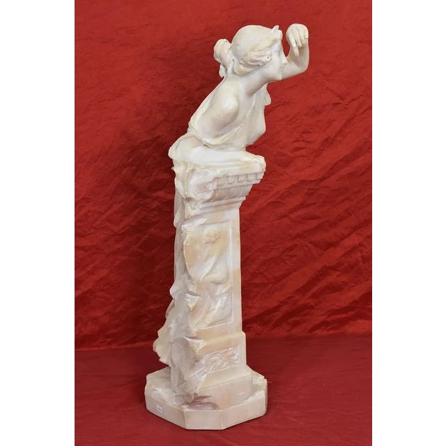 Giuseppe Gambogi, Young Girl Sculpture, 19th Century, Alabaster For Sale - Image 3 of 12