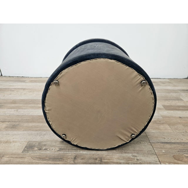 Mid-Century Italian Round Velvet Stool, 1960s For Sale - Image 12 of 13